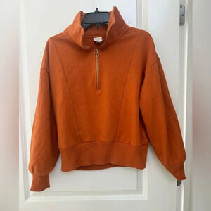 Women's Quarter Zip Sweatshirt - A New Day™ Rust M Fall Cozy